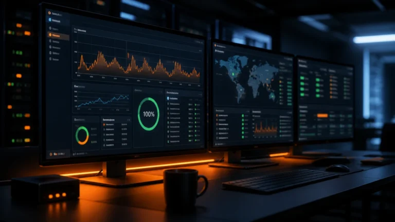Server monitoring dashboard showing uptime and performance metrics
